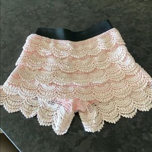Aqua lace light pink shorts Girls M
